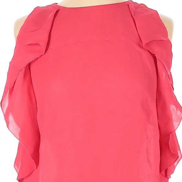 KATE SPADE Coral Pink Viscose Ruffle Accent Blouse - Picture 3 of 6